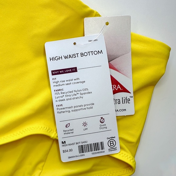 NWT Athleta High Waist Bikini Bottoms Yellow - Picture 5 of 6